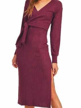 Lush Long sleeve knit wrap dress S